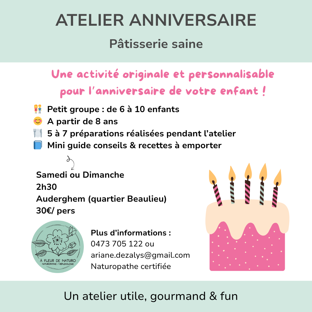 Atelier Anniversaire "Pâtisserie saine" en Belgique - Wekty