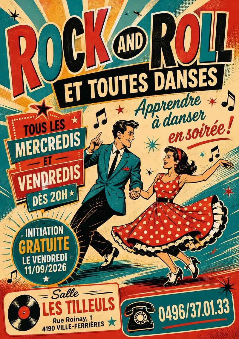 Cours de ROCK AND ROLL ET TOUTES DANSES en Belgique - Wekty